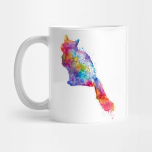 Colorful Fluffy Sitting Cat Silhouette Mug